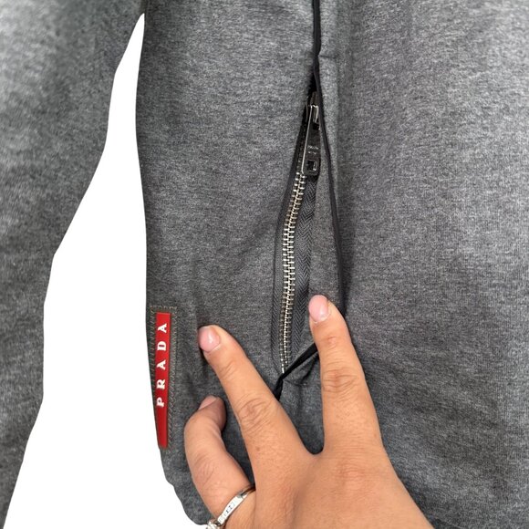 Authentic Prada Gray Felpa Stretch Full Zip Sweatshirt Hoodie Womens Large NEW - Picture 5 of 9